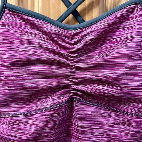 Dakini pink spacedye sleeveless crossback pocket midi athletic tank dress S - Picture 4 of 7
